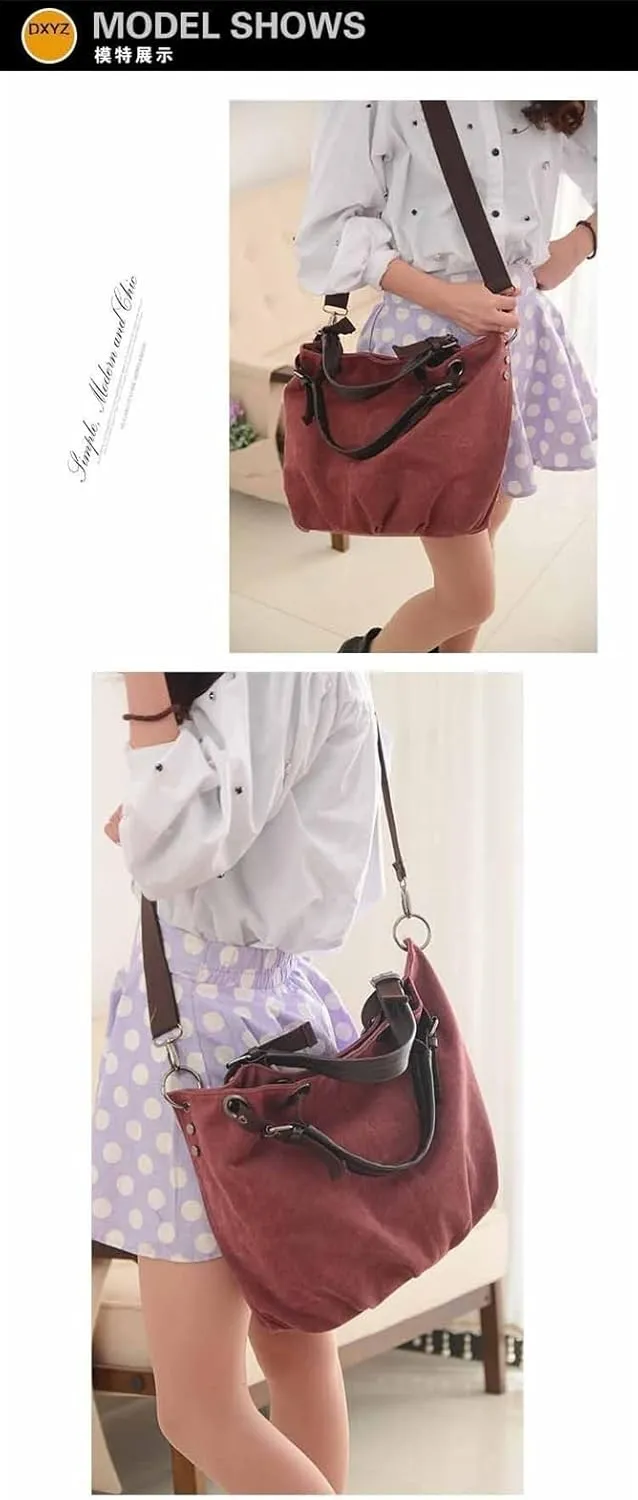 Women's Canvas Bag Large Capacity Handbag Shoulder Messenger Bag(B)