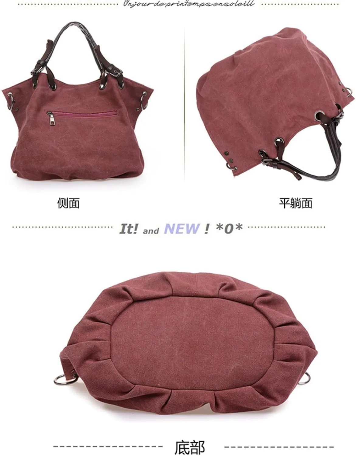 Women's Canvas Bag Large Capacity Handbag Shoulder Messenger Bag(B)