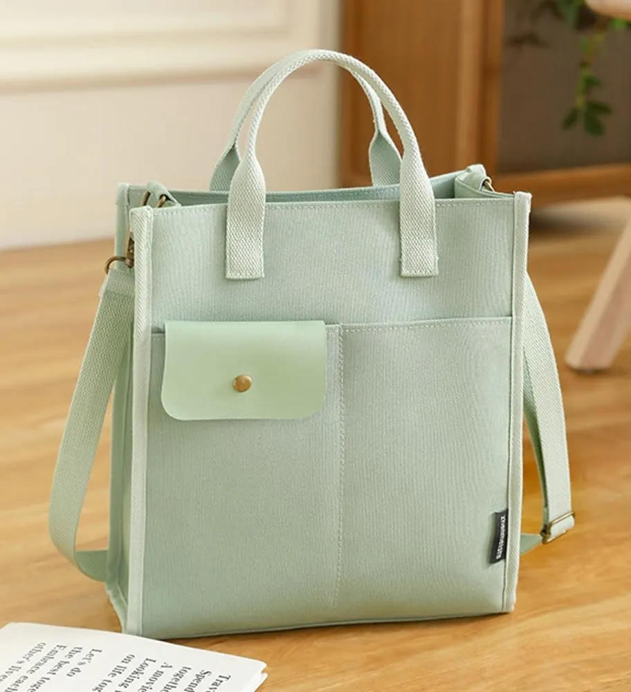 Women's Canvas Crossbody Shoulder Bag Fashion Large Totes Handbag Purse Casual Messenger Bag Multi-Pocket