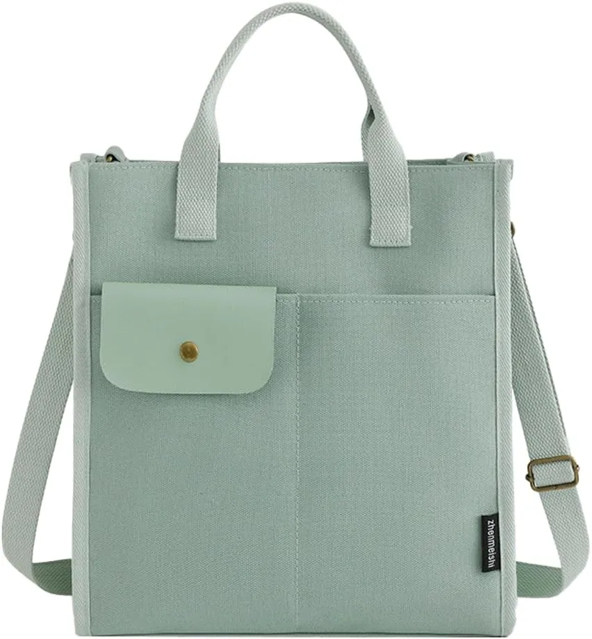 Women's Canvas Crossbody Shoulder Bag Fashion Large Totes Handbag Purse Casual Messenger Bag Multi-Pocket