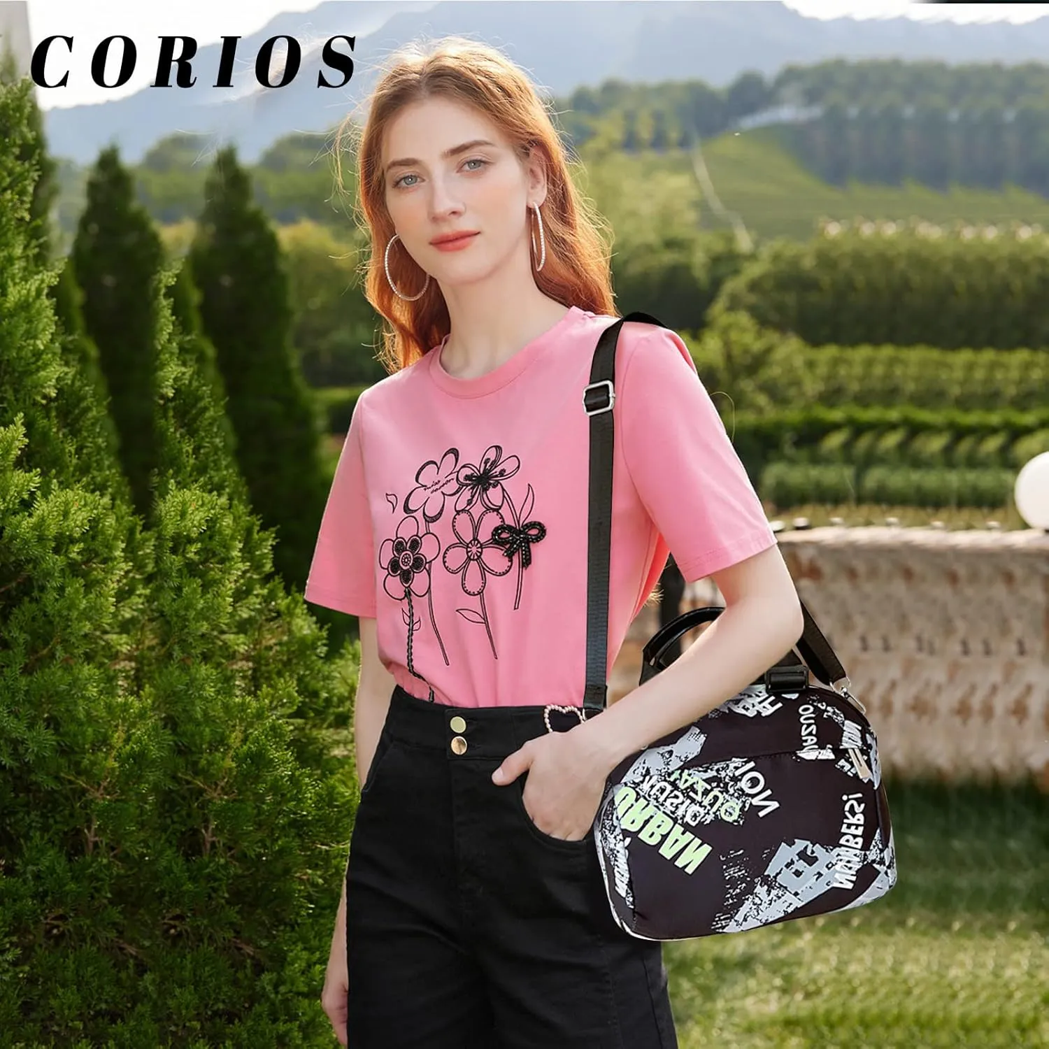Women's Canvas Shoulder Bag - Multi Pockets Crossbody Top Handle Hobo Tote Messenger Bag