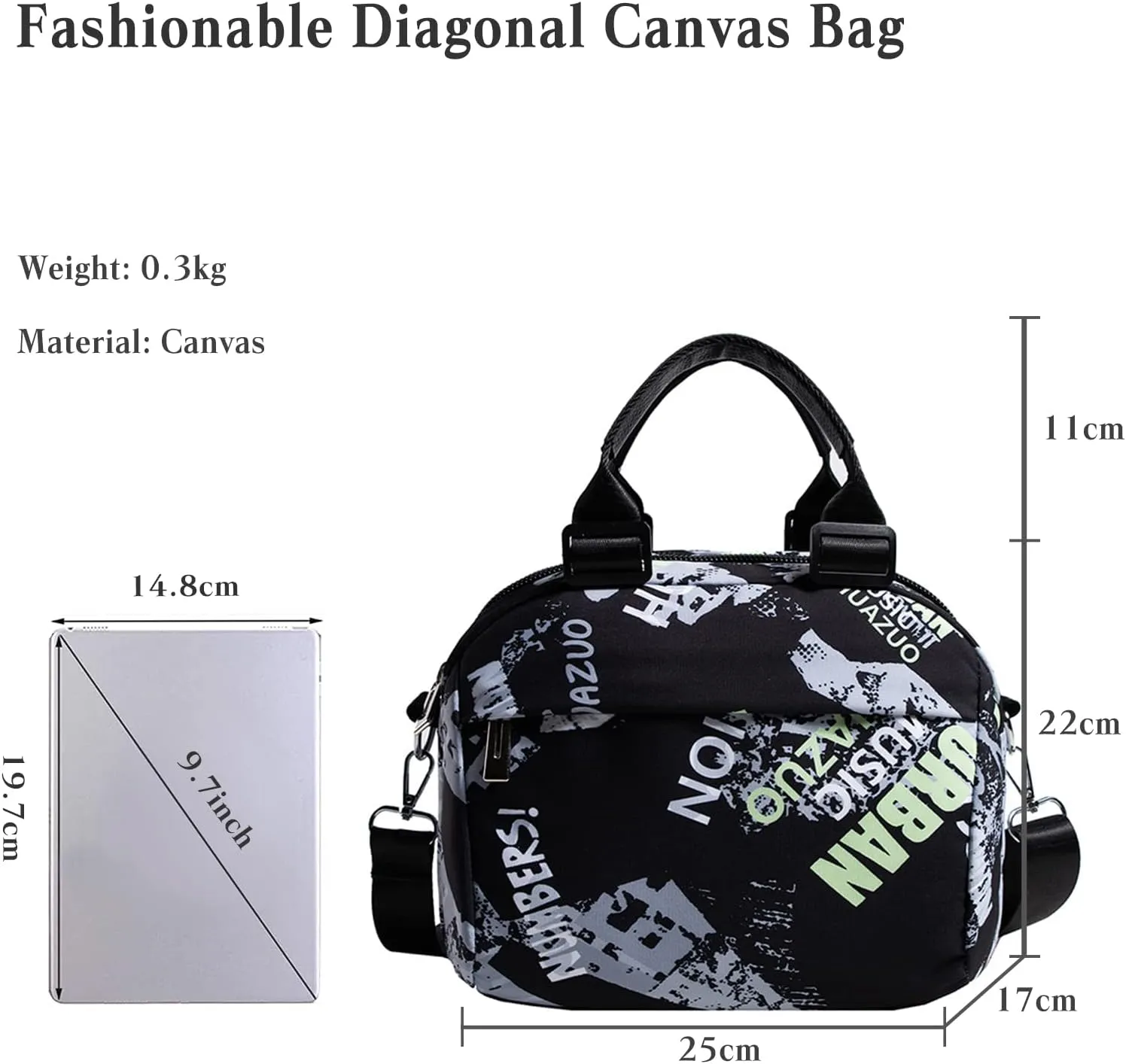 Women's Canvas Shoulder Bag - Multi Pockets Crossbody Top Handle Hobo Tote Messenger Bag