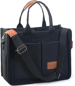 Women's Canvas Tote Bag With Pockets - Casual Crossbody Hobo Messenger Shoulder Handbag