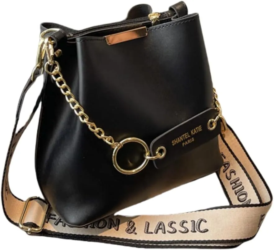 Women's Chic Large Capacity Bucket Bag - Fashionable Wide Strap, Pure Color Design, Travel & Daily Commute