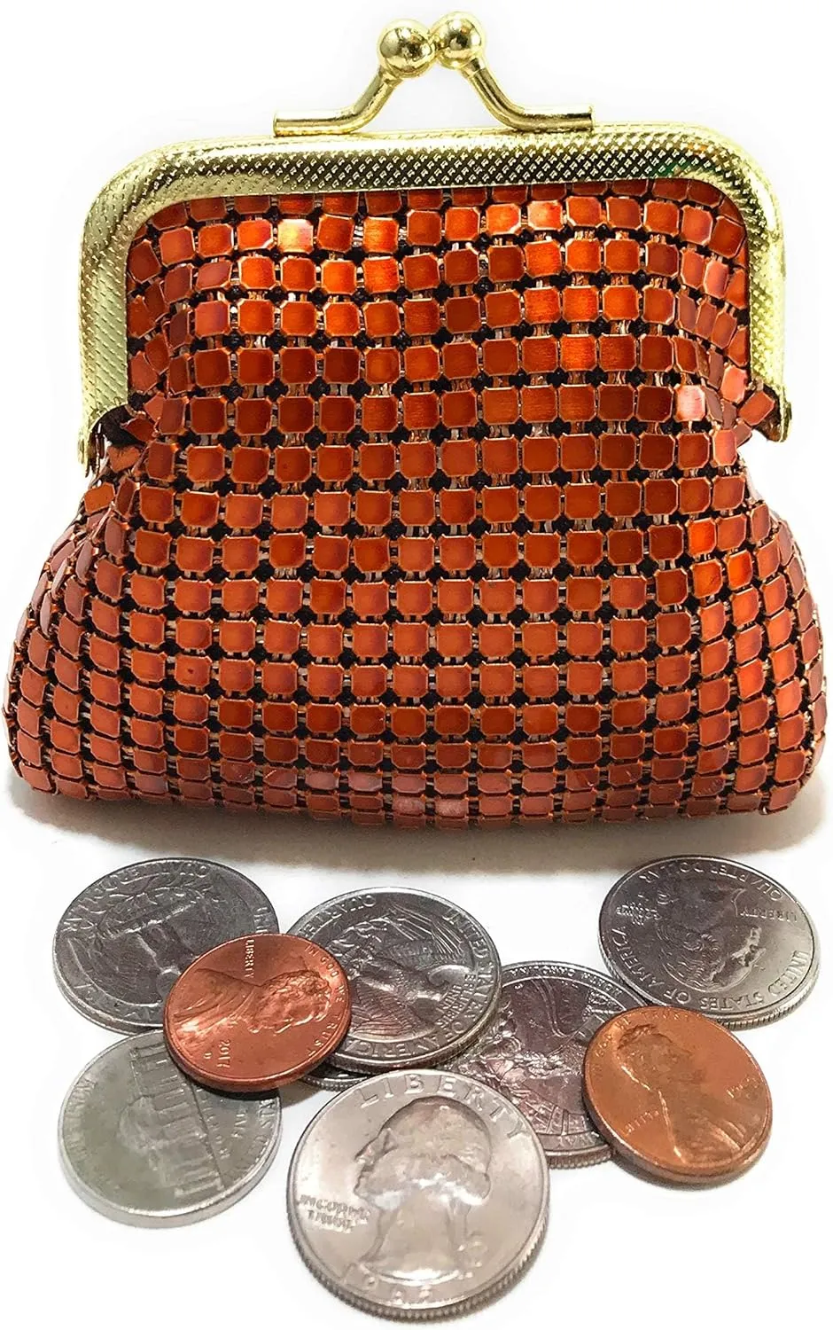Women's Eyeglass Case with Coin Purse Metal Mesh