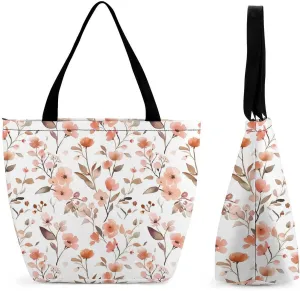Women's Handbags Peach Flowers Floral Patterns Shopping Bag Leather Tote Bag Satchel Bags