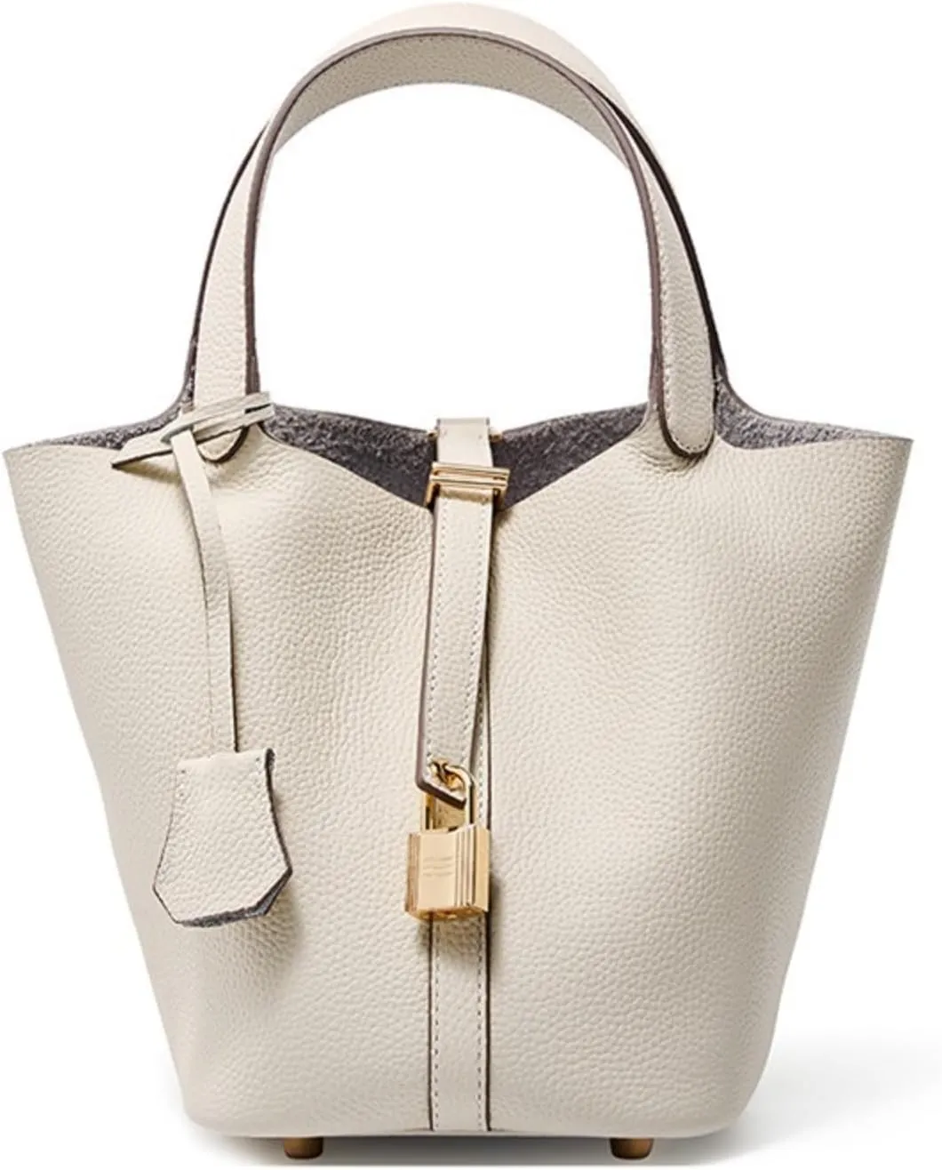 Women's Leather Bucket Bag - Adjustable Crossbody Tote with Metal Lock Closure, Boho Market Tote for Everyday & Travel, Gift Ready Handbag (Brown)