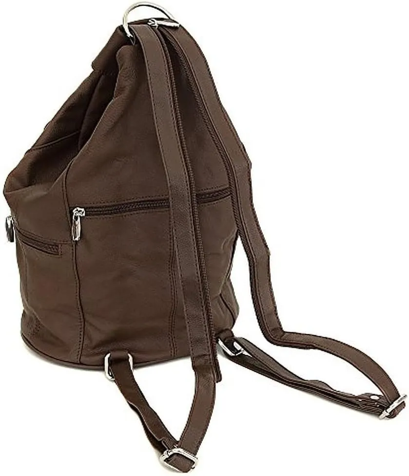 Womens Leather Convertible 7 Pocket Medium Size Tear Drop Sling Backpack Purse Shoulder Bag
