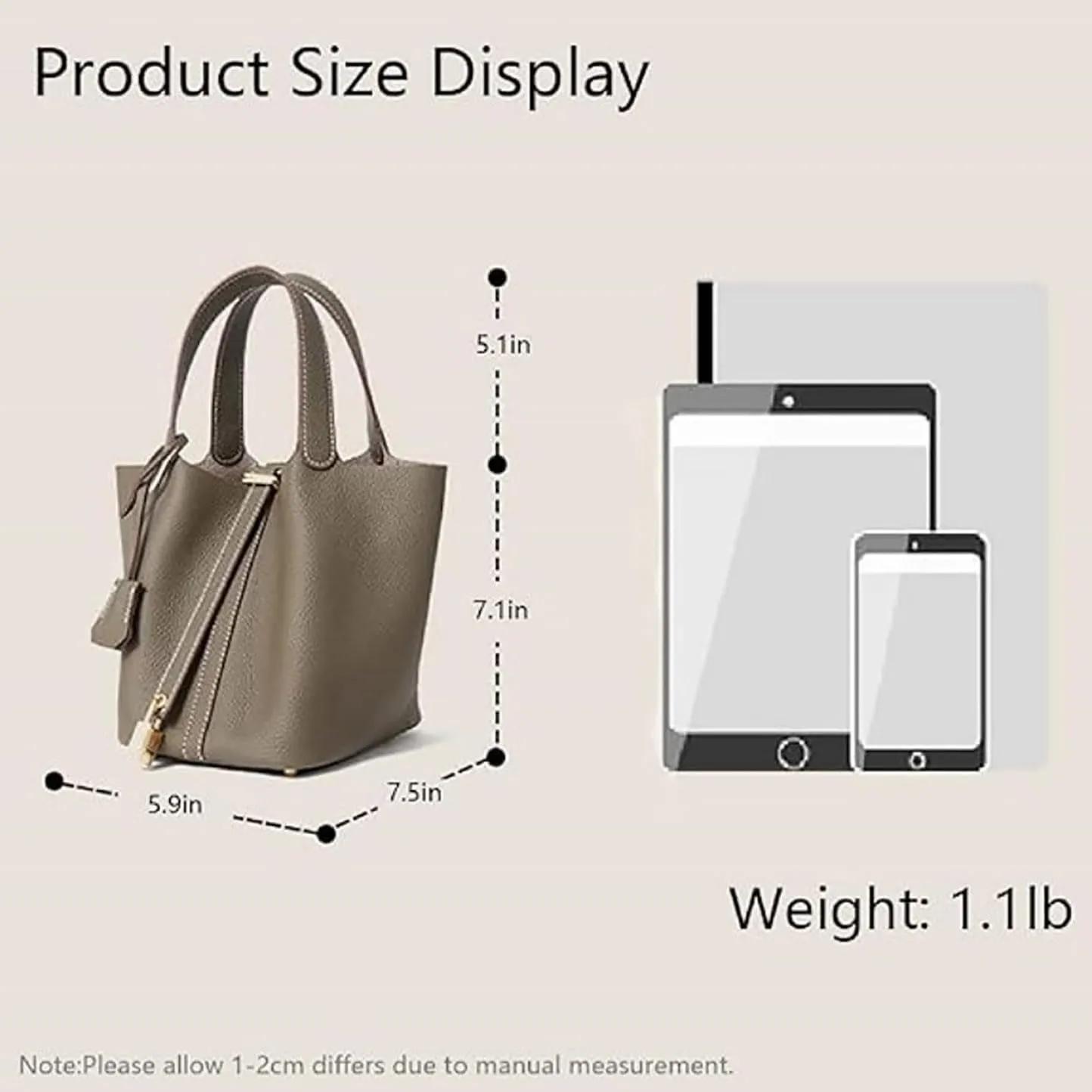 Women's Leather Lock Design Bucket Bag Vegetable Basket, Fashion Lightweight Versatile Shoulder Handbag