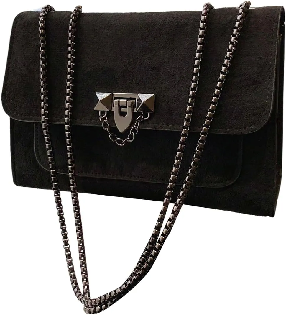 Women's Leopard Print Chain Shoulder Bag Metal Buckle Handbags Leather Clutch Purse