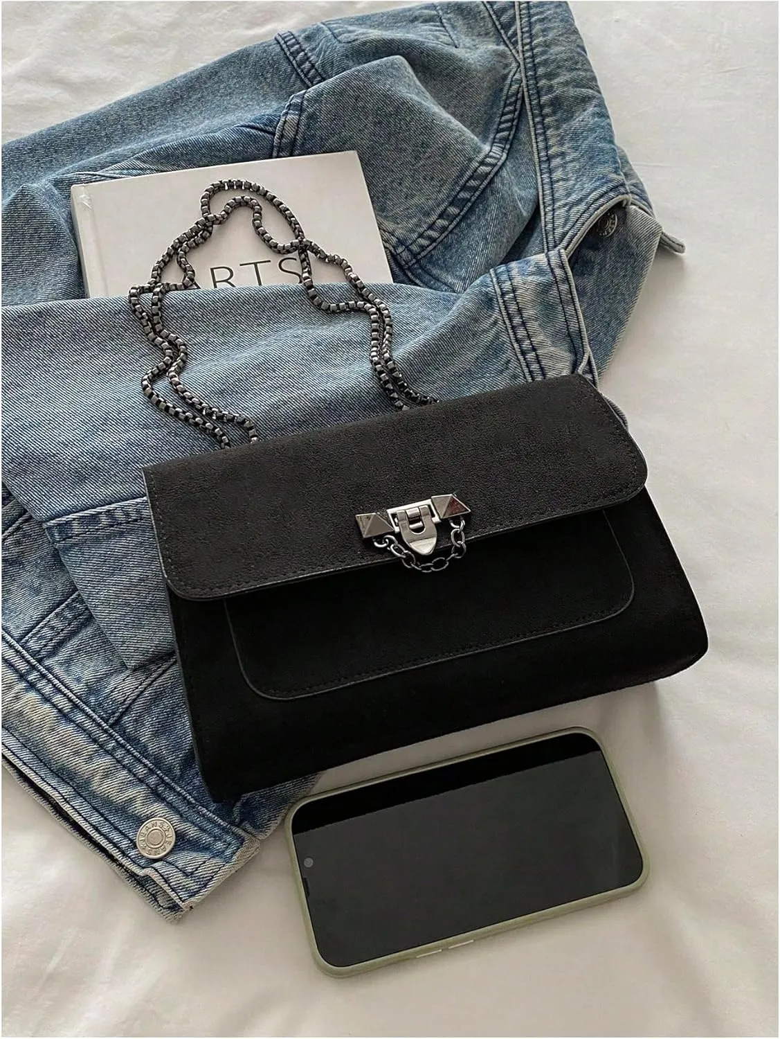 Women's Leopard Print Chain Shoulder Bag Metal Buckle Handbags Leather Clutch Purse