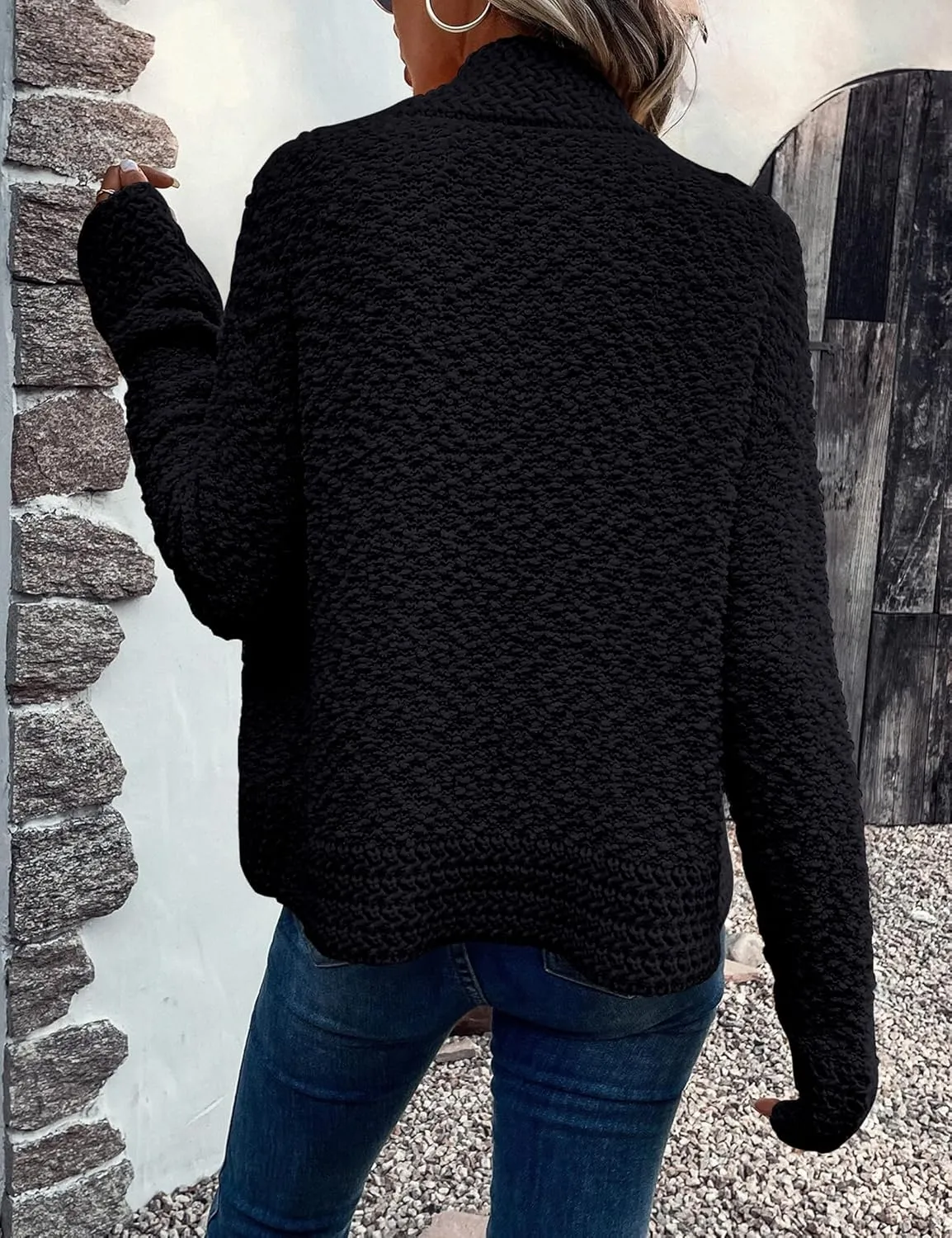 Women's Long Sleeve Knit Cropped Cardigan Sweaters Casual Drop Shoulder Short Shrugs Sweater Coats