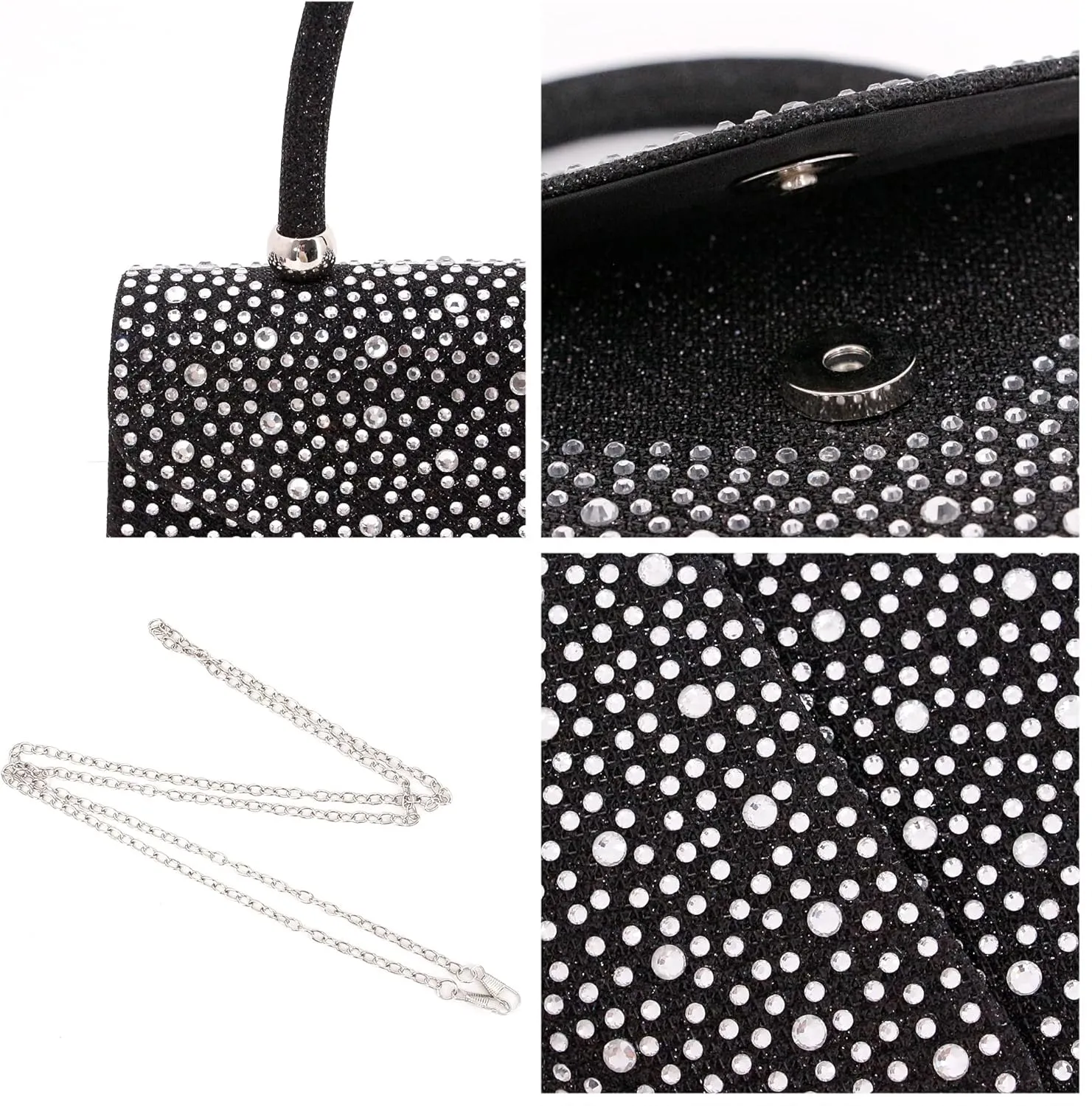 Women's Luxury Rhinestone Decor Shiny Evening Bag Party Clutches Wedding Purses Cocktail Prom Handbags