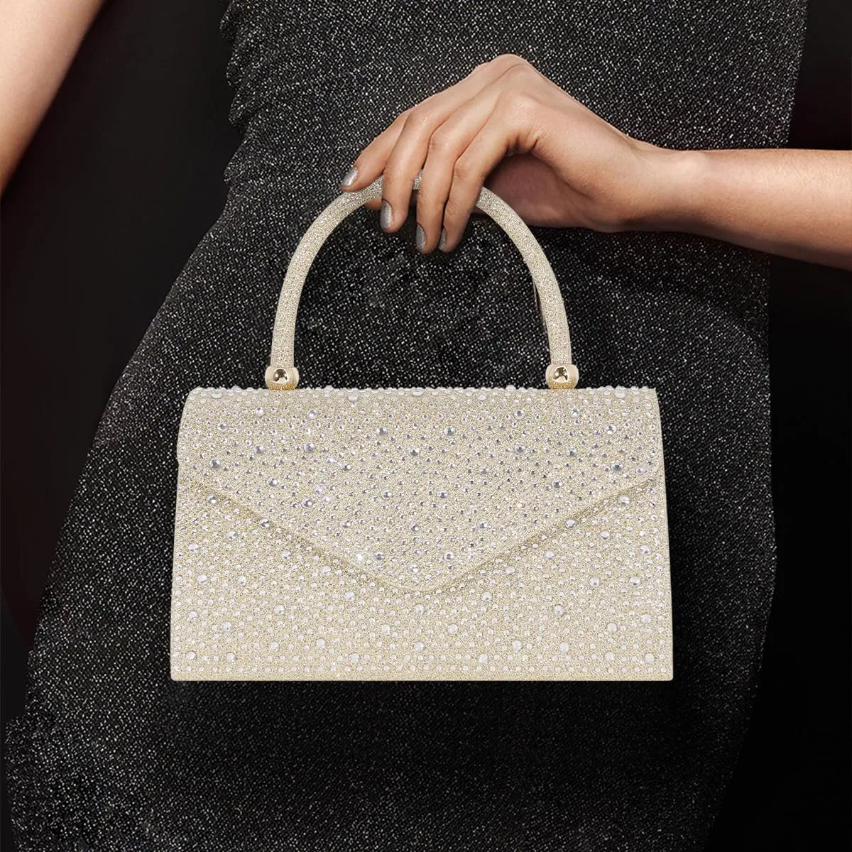 Women's Luxury Rhinestone Decor Shiny Evening Bag Party Clutches Wedding Purses Cocktail Prom Handbags