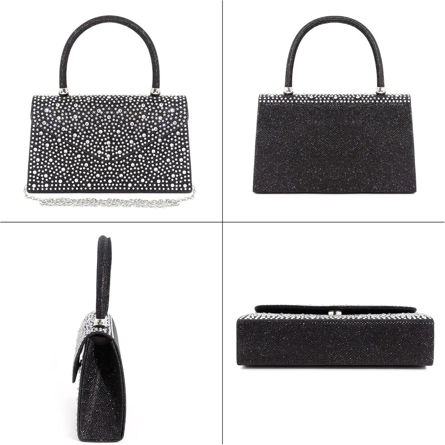 Women's Luxury Rhinestone Decor Shiny Evening Bag Party Clutches Wedding Purses Cocktail Prom Handbags