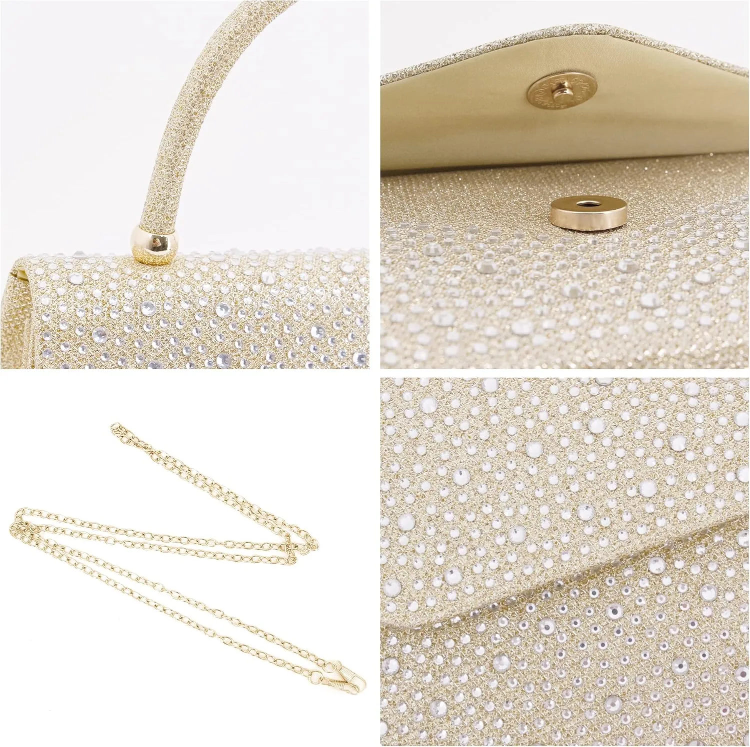 Women's Luxury Rhinestone Decor Shiny Evening Bag Party Clutches Wedding Purses Cocktail Prom Handbags