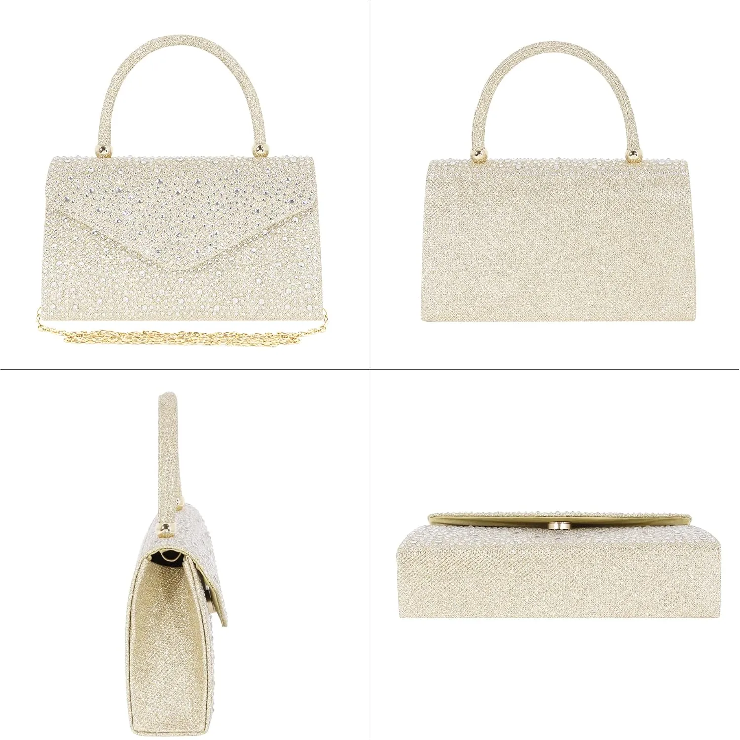 Women's Luxury Rhinestone Decor Shiny Evening Bag Party Clutches Wedding Purses Cocktail Prom Handbags