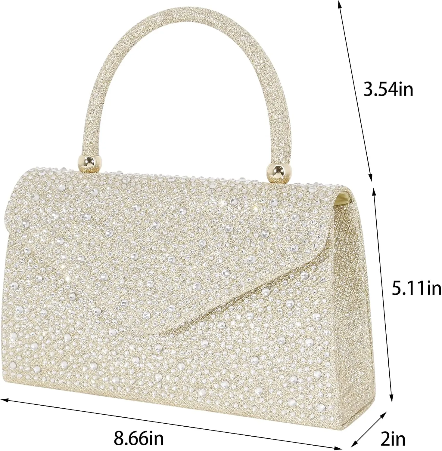 Women's Luxury Rhinestone Decor Shiny Evening Bag Party Clutches Wedding Purses Cocktail Prom Handbags
