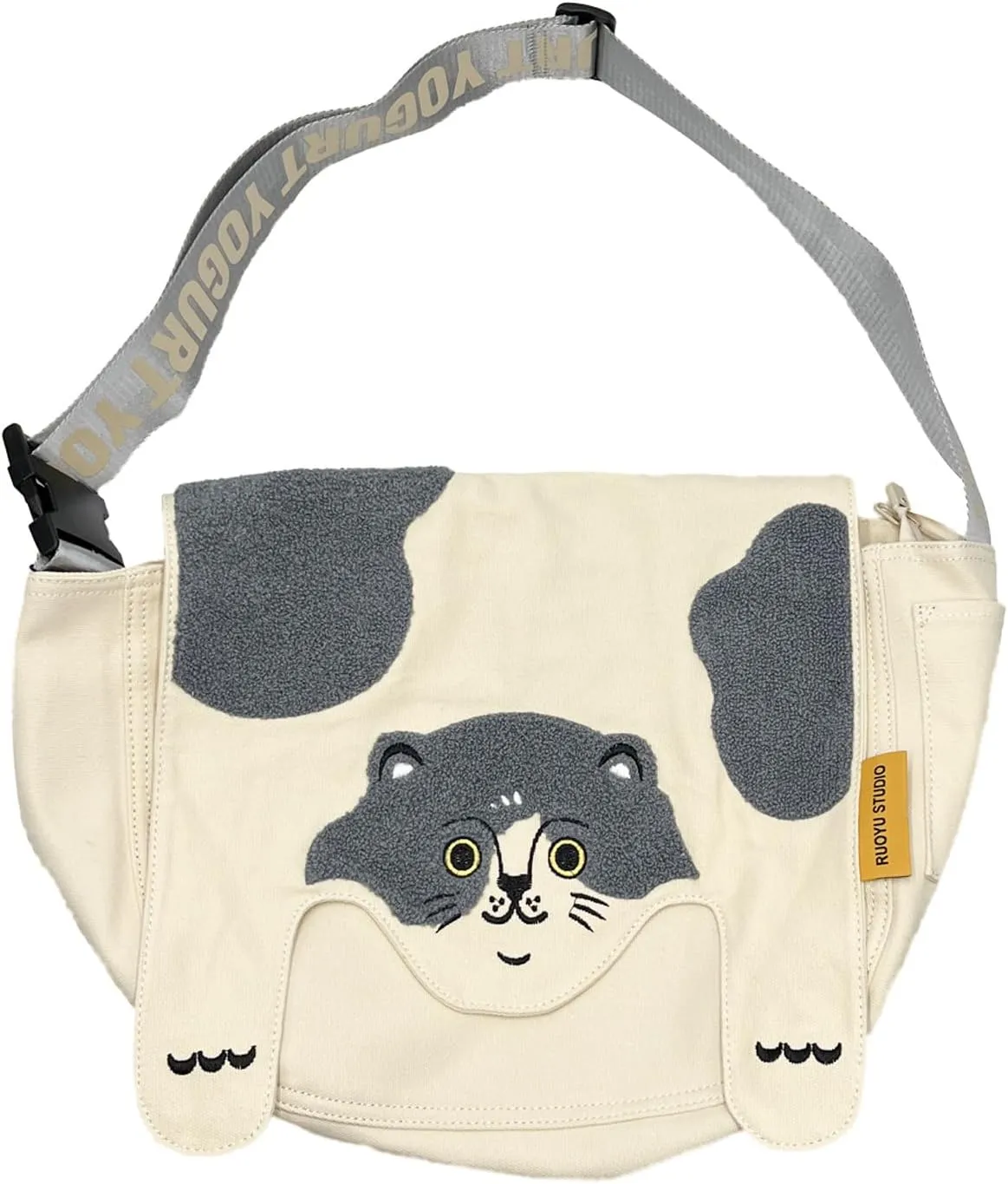 Women's original crossbody canvas bag with animal theme: for gym, travel, laptop and umbrella - stylish and practical