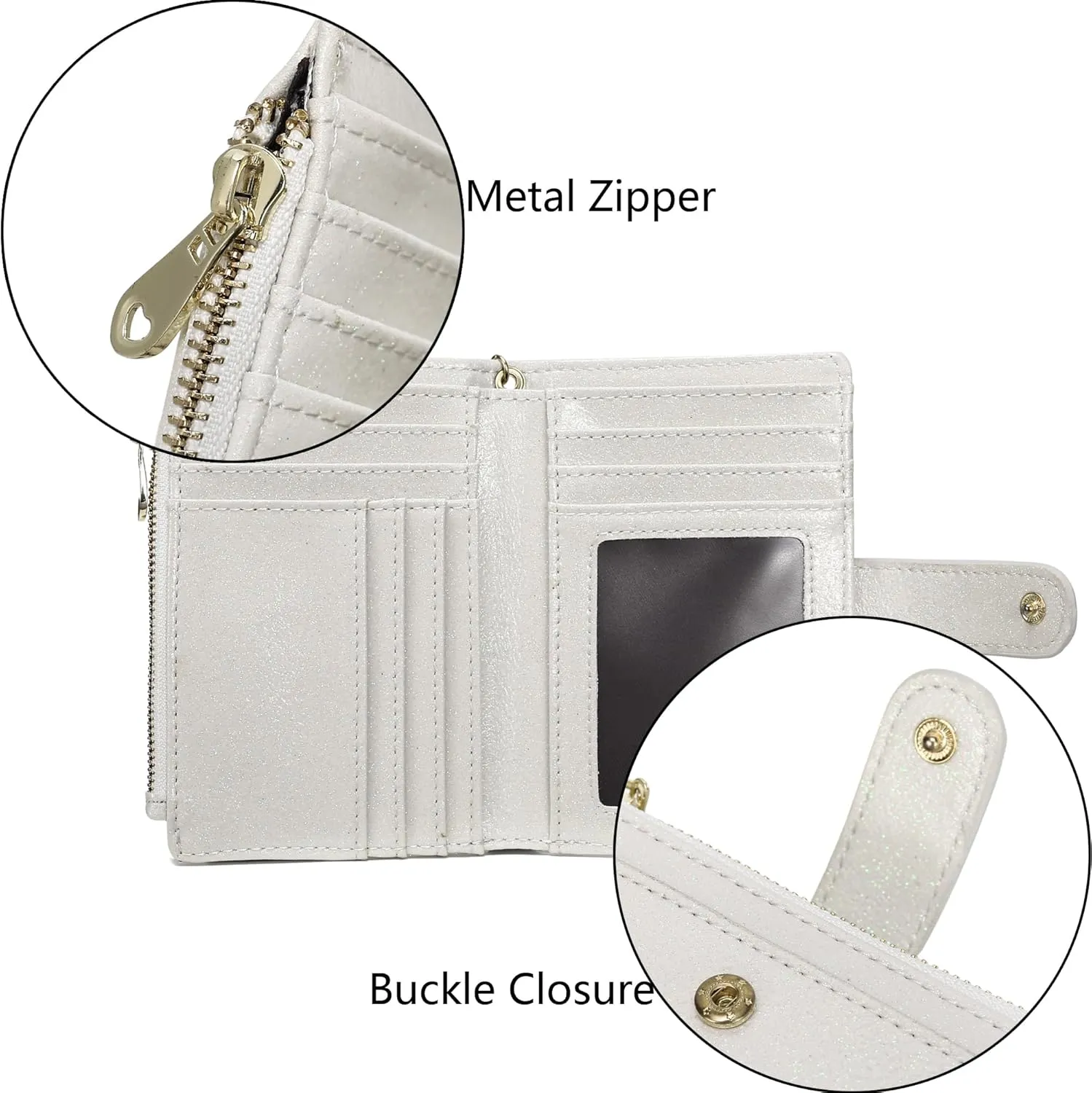 Womens Wallets RFID Small Compact Bifold Leather Card Holder Zip Pocket