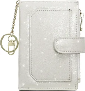 Womens Wallets RFID Small Compact Bifold Leather Card Holder Zip Pocket