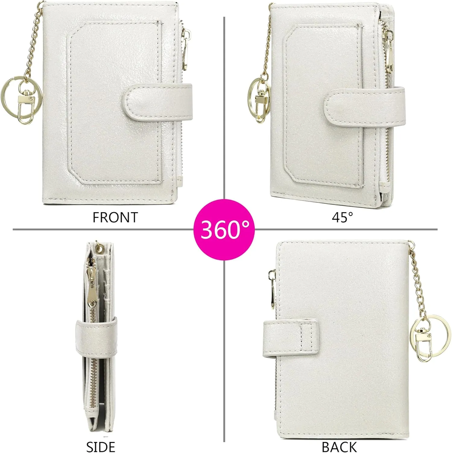 Womens Wallets RFID Small Compact Bifold Leather Card Holder Zip Pocket