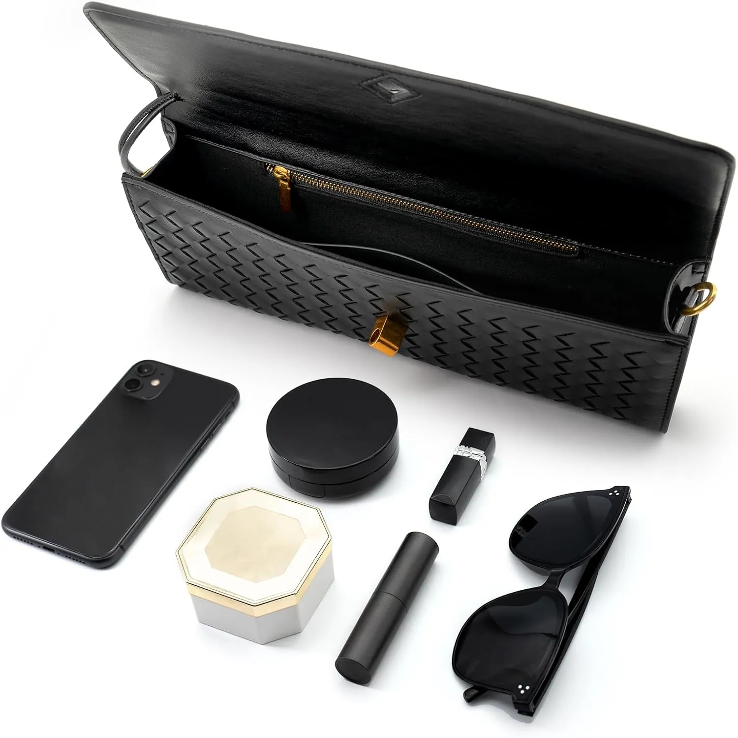 Woven Bag Clutch Purse for Women Ladies Party Handbag Wedding Cocktail Prom Crossbody Shoulder Bag