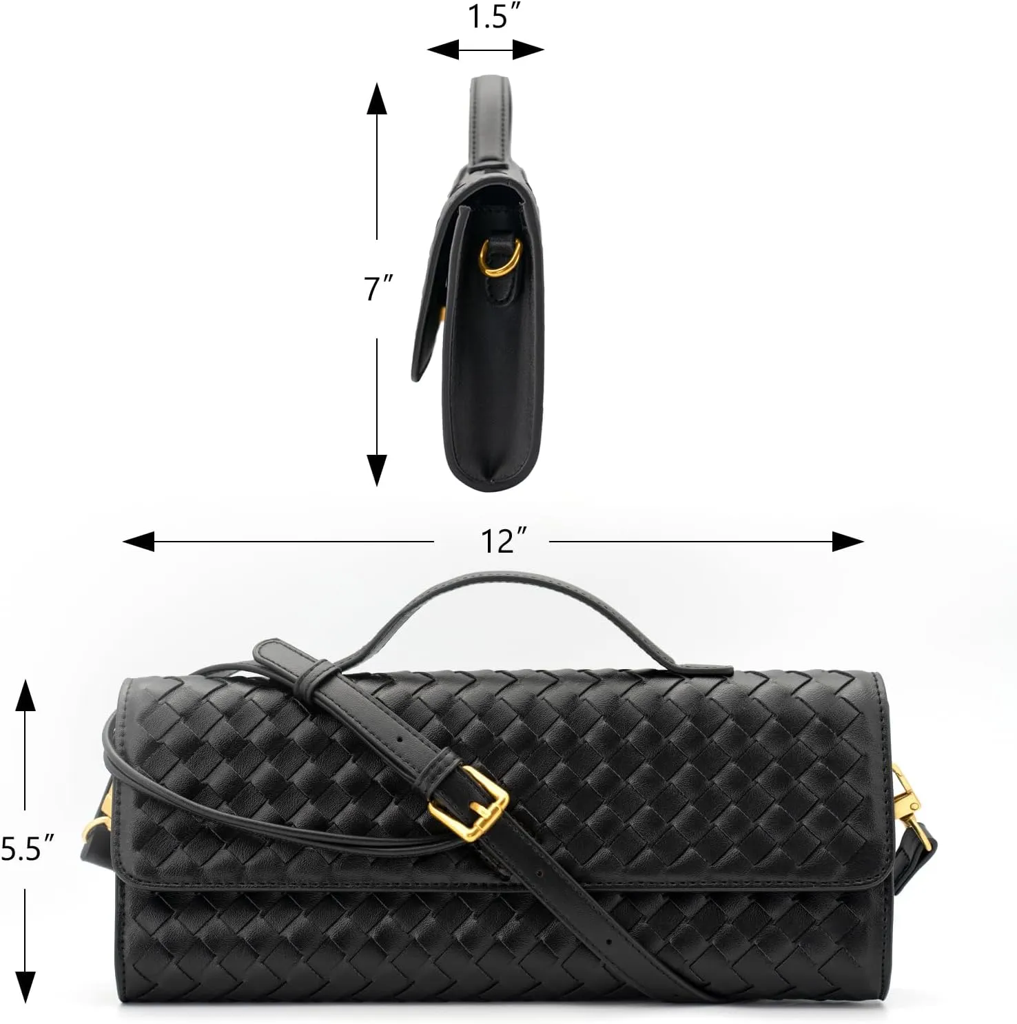 Woven Bag Clutch Purse for Women Ladies Party Handbag Wedding Cocktail Prom Crossbody Shoulder Bag