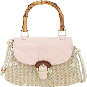 Woven Satchel Handbag Rural Style Box Bag Bamboo Handle New Chinese-Shoulder Crossbody Purse