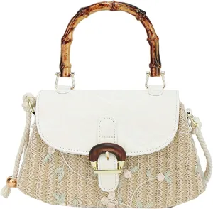 Woven Satchel Handbag Rural Style Box Bag Bamboo Handle New Chinese-Shoulder Crossbody Purse
