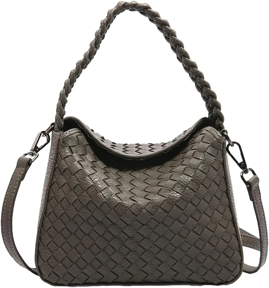 Woven Tote Bag for Women Fashion Shoulder Hobo Bags Leather Woven Beach Handbag Crossbody Purse Vintage Satchels Handbag