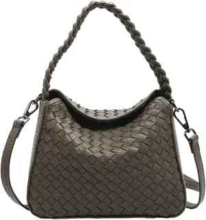Woven Tote Bag for Women Fashion Shoulder Hobo Bags Leather Woven Beach Handbag Crossbody Purse Vintage Satchels Handbag