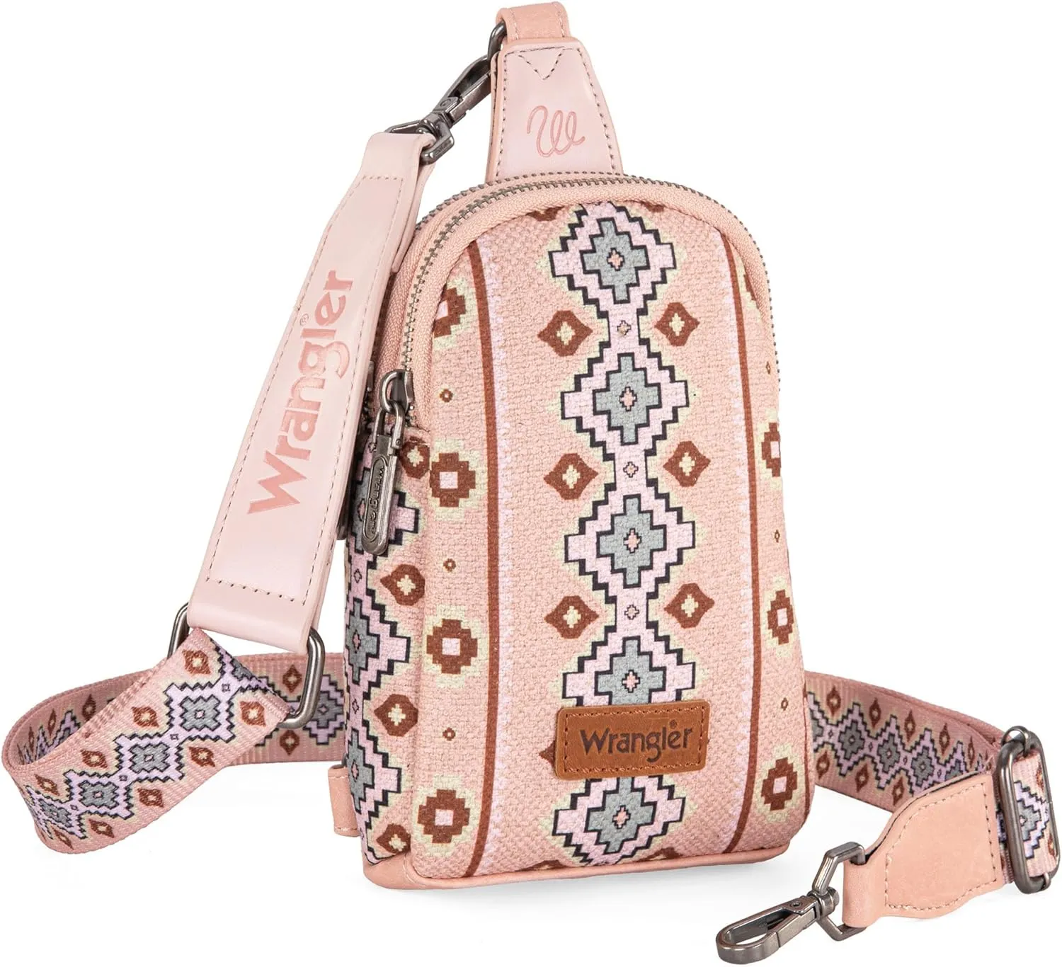 Wrangler Aztec Crossbody Sling Bags for Women Southwestern Print Purse with Detachable Strap