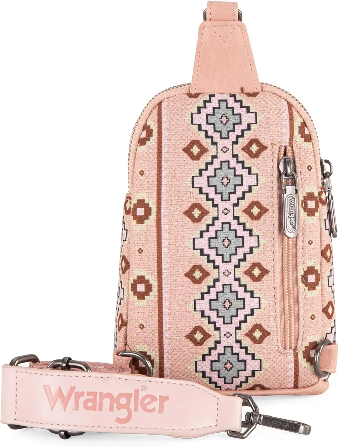 Wrangler Aztec Crossbody Sling Bags for Women Southwestern Print Purse with Detachable Strap