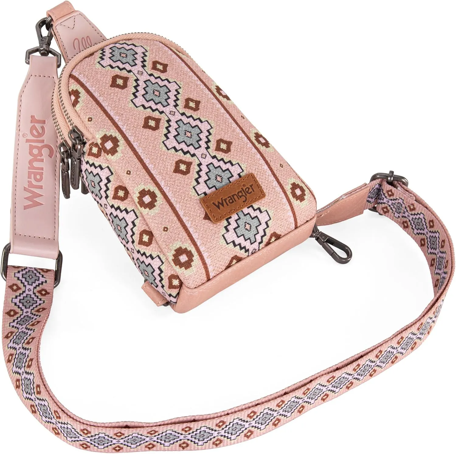 Wrangler Aztec Crossbody Sling Bags for Women Southwestern Print Purse with Detachable Strap