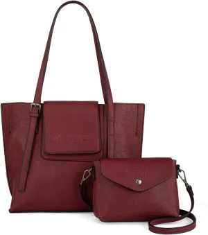 Wrangler Tote Handbags for Women Vegan Leather Shoulder Tote Purse with Small Crossbody Bag