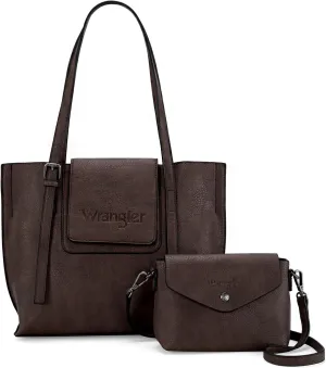 Wrangler Tote Handbags for Women Vegan Leather Shoulder Tote Purse with Small Crossbody Bag