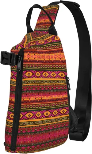 Wurton Mexican Folk Art Boho Print Travel Crossbody Backpack Bag,Lightweight Sling Bag For Travel Unisex