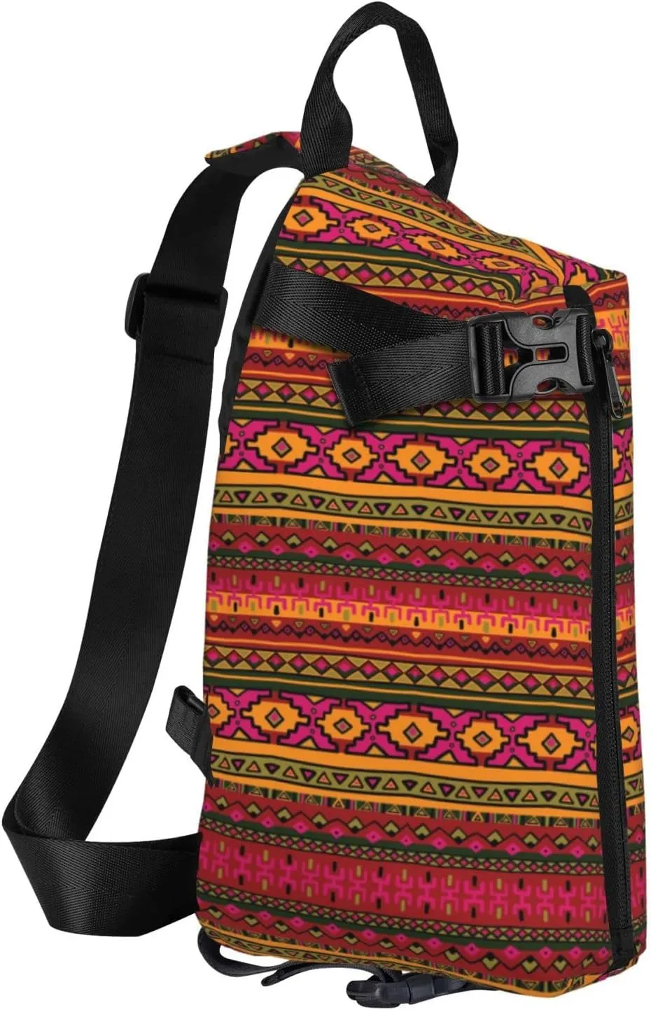 Wurton Mexican Folk Art Boho Print Travel Crossbody Backpack Bag,Lightweight Sling Bag For Travel Unisex