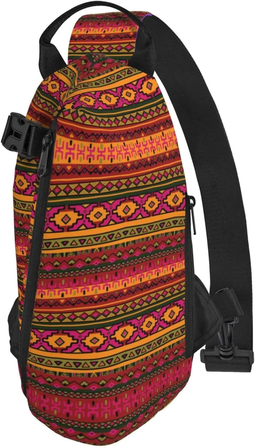 Wurton Mexican Folk Art Boho Print Travel Crossbody Backpack Bag,Lightweight Sling Bag For Travel Unisex