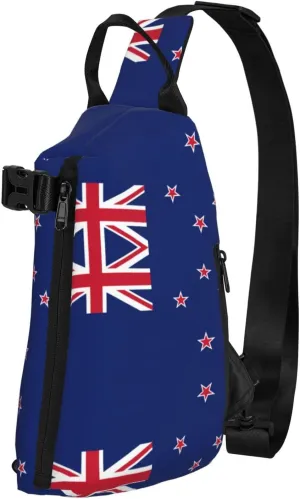 WURTON New Zealand Flag Print Lightweight Adjustable Crossbody Backpack Daypack For Men,Women Sling Bag