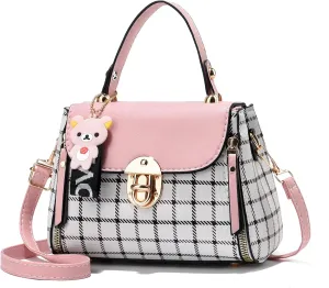 Xiaoyu Small Purses and Handbags for Women Fashion Teenage Girls Crossbody Bag Lightweight Shoulder Bag Plaid Pattern Satchel