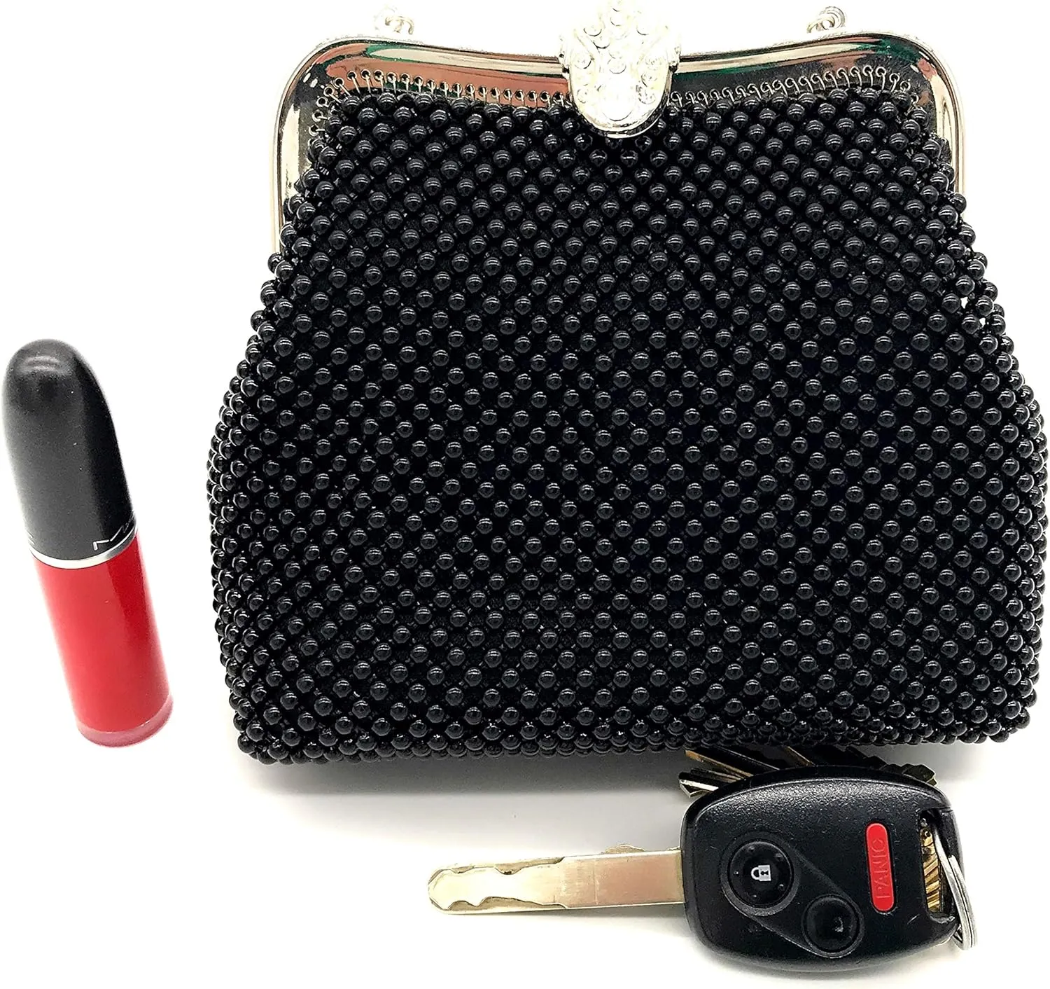 XX-Small Women clutch Metal Beaded mesh evening purse bag for Cocktail Party Prom Wedding Banquet
