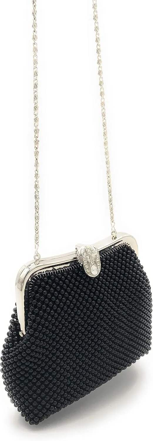XX-Small Women clutch Metal Beaded mesh evening purse bag for Cocktail Party Prom Wedding Banquet