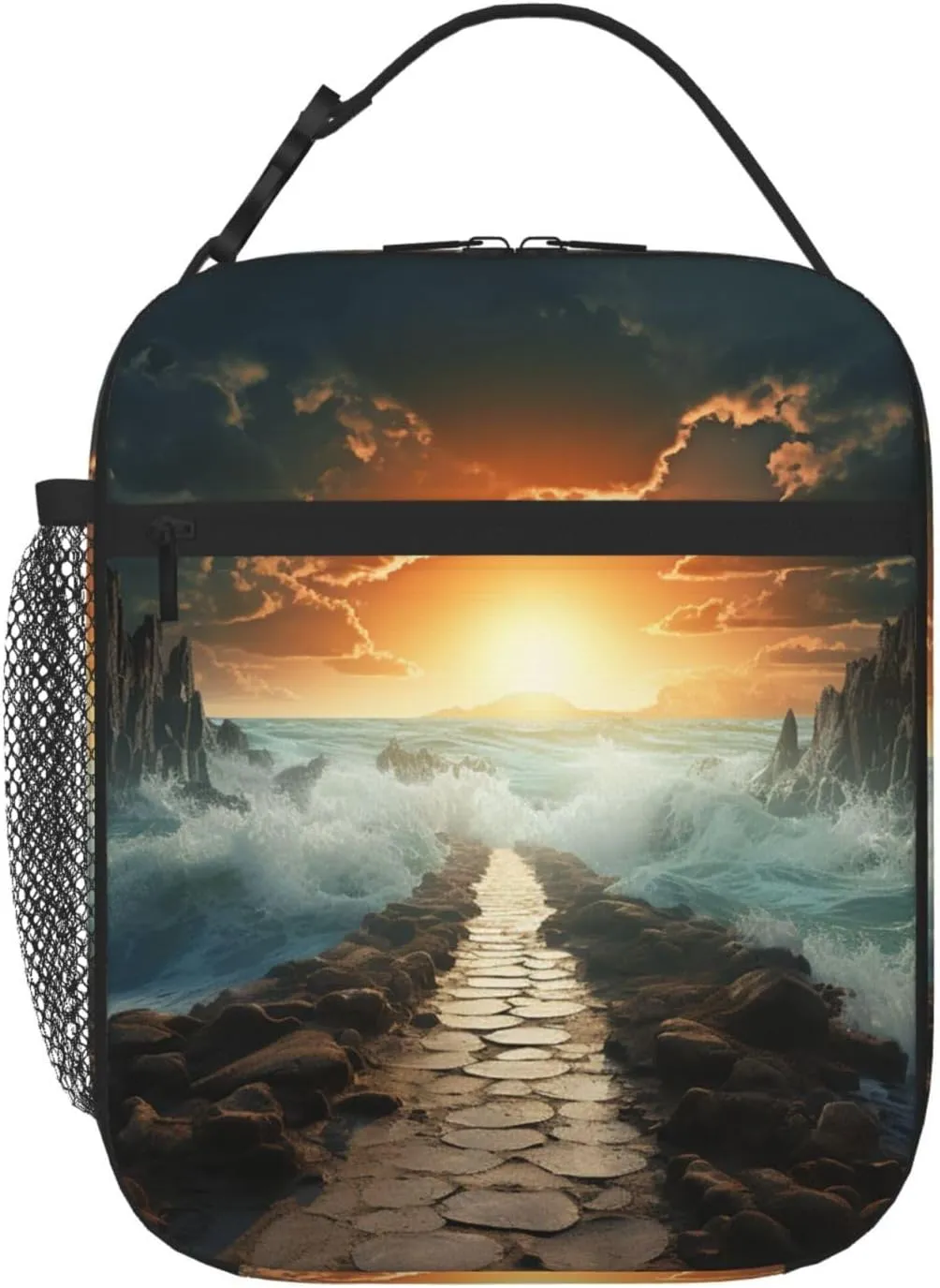 Xzeit Divided Sea Pathway Lunch Bag Insulated Lunch box for Women Men Reusable Lunch Tote Cooler Bag for Office Work