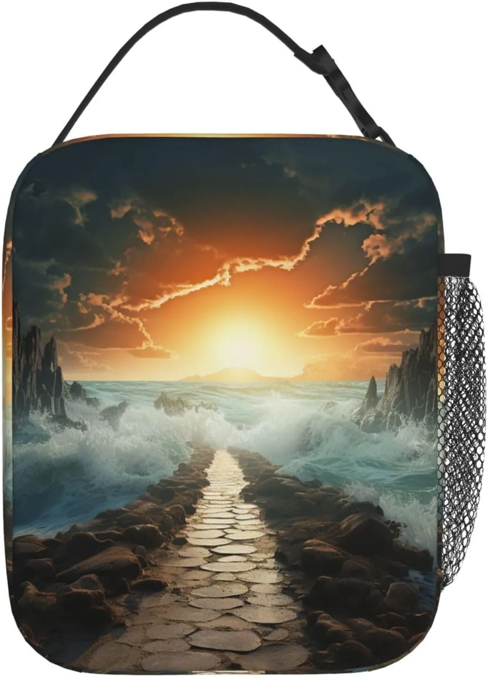 Xzeit Divided Sea Pathway Lunch Bag Insulated Lunch box for Women Men Reusable Lunch Tote Cooler Bag for Office Work