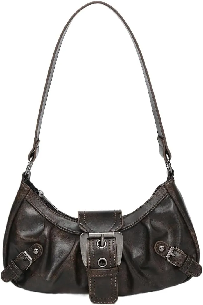 Y2k Crossbody Bag Cute Purse for Women Fashion Shoulder Bag Grunge 2000s Coquette Aesthetic Gothic Vintage Sling Purse (brown)