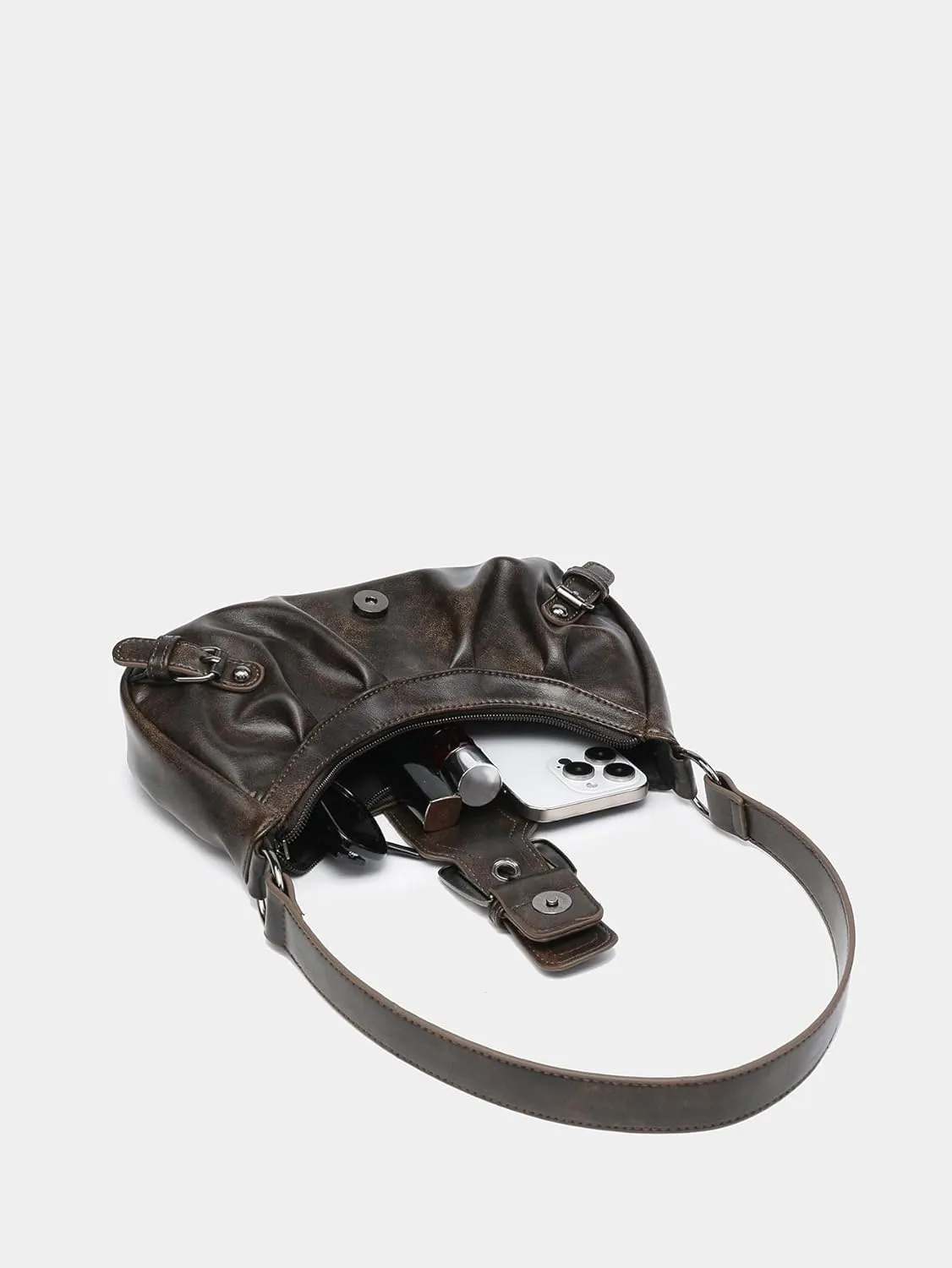 Y2k Crossbody Bag Cute Purse for Women Fashion Shoulder Bag Grunge 2000s Coquette Aesthetic Gothic Vintage Sling Purse (brown)