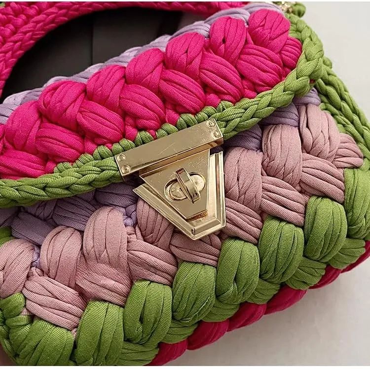 y2k Crossbody Bags for Women, Aesthetic Grunge Shoulder Bag Demure Emo Women Ladies Sling Purse Straw Chic Handbag (Rainbow green)