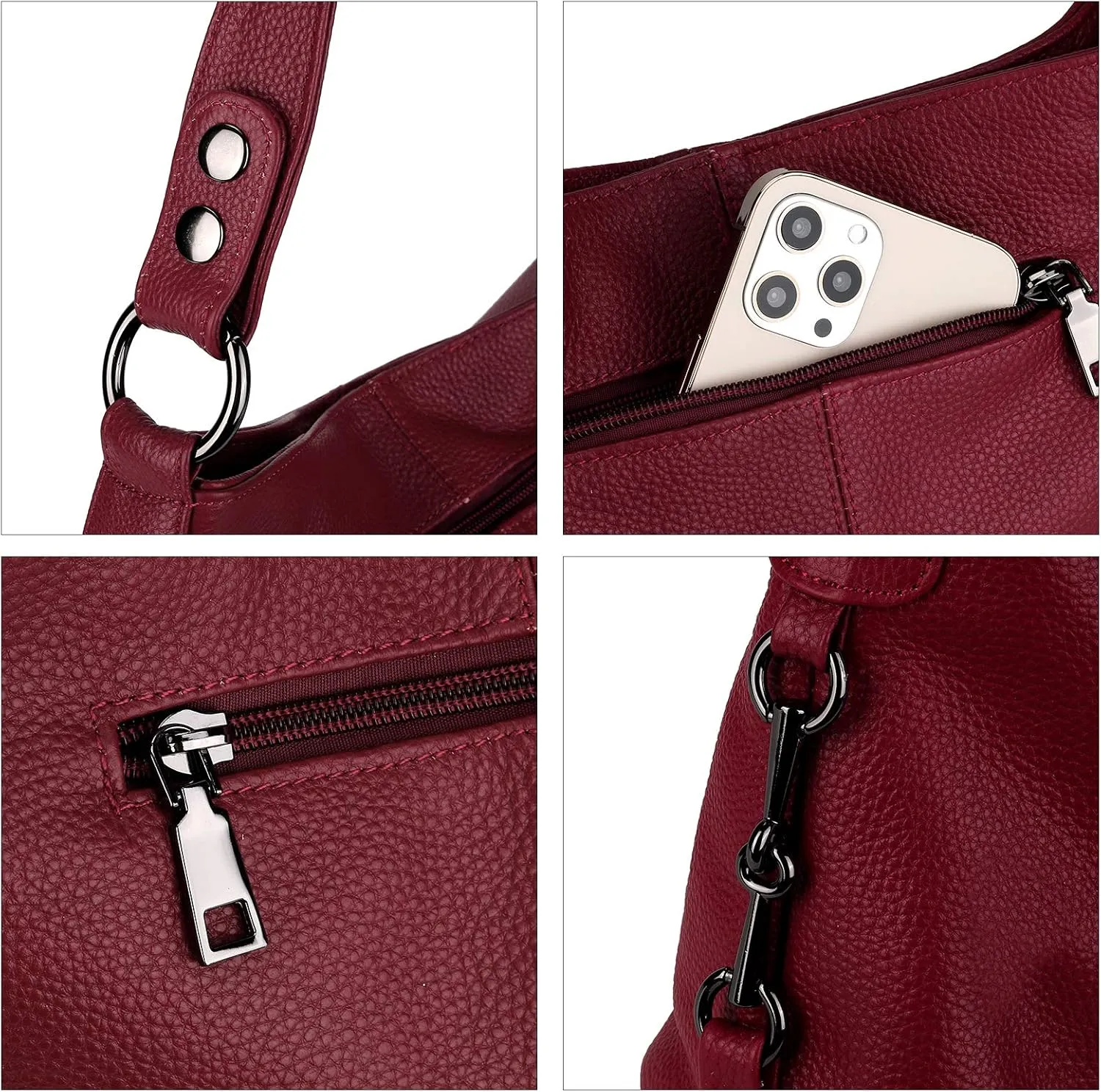 YALUXE Genuine Leather Shoulder Bags Stylish Hobo Handbags Purses Crossbody Bags for Women